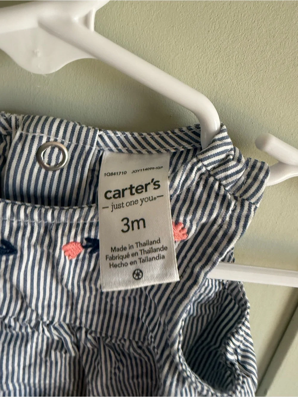 Carter's Navy & White Striped Baby Dress Set with Coral Accent